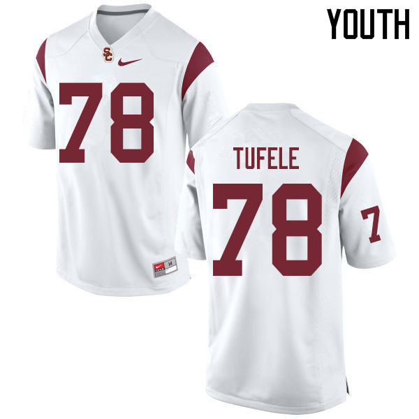 Youth #78 Jay Tufele USC Trojans College Football Jerseys Sale-White